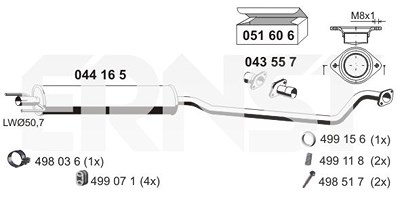 Ernst Mittelschalldämpfer [Hersteller-Nr. 044165] für Opel von ERNST