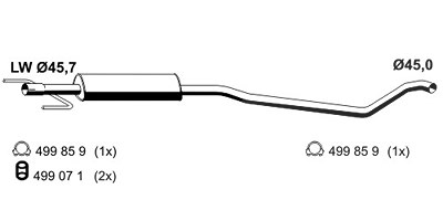 Ernst Mittelschalldämpfer [Hersteller-Nr. 054195] für Opel von ERNST
