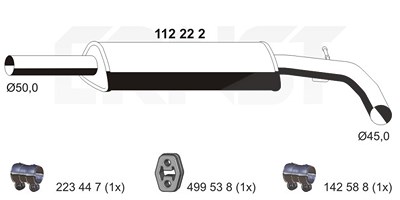 Ernst Mittelschalldämpfer [Hersteller-Nr. 112222] für VW von ERNST