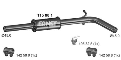 Ernst Mittelschalldämpfer [Hersteller-Nr. 115001] für Seat, VW von ERNST