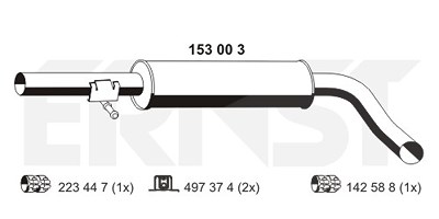 Ernst Mittelschalldämpfer [Hersteller-Nr. 153003] für Audi, Seat, Skoda, VW von ERNST