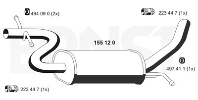 Ernst Mittelschalldämpfer [Hersteller-Nr. 155120] für VW von ERNST
