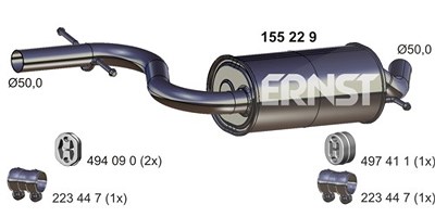 Ernst Mittelschalldämpfer [Hersteller-Nr. 155229] für Audi, VW von ERNST