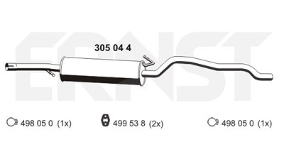 Ernst Mittelschalldämpfer [Hersteller-Nr. 305044] für Ford, VW von ERNST