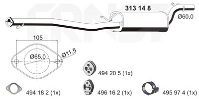 Ernst Mittelschalldämpfer [Hersteller-Nr. 313148] für Ford, Volvo von ERNST