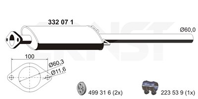 Ernst Mittelschalldämpfer [Hersteller-Nr. 332071] für Ford von ERNST