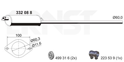 Ernst Mittelschalldämpfer [Hersteller-Nr. 332088] für Ford von ERNST