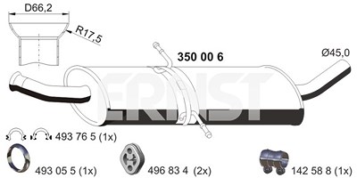 Ernst Mittelschalldämpfer [Hersteller-Nr. 350006] für Mercedes-Benz von ERNST