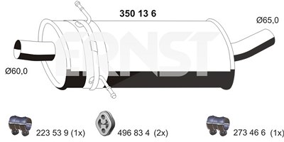 Ernst Mittelschalldämpfer [Hersteller-Nr. 350136] für Mercedes-Benz von ERNST