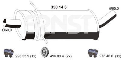 Ernst Mittelschalldämpfer [Hersteller-Nr. 350143] für Mercedes-Benz von ERNST