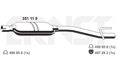 Ernst Mittelschalldämpfer [Hersteller-Nr. 351119] für Mercedes-Benz von ERNST