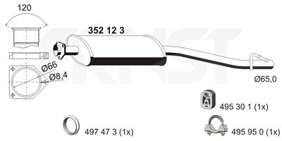 Ernst Mittelschalldämpfer [Hersteller-Nr. 352123] für Mercedes-Benz von ERNST