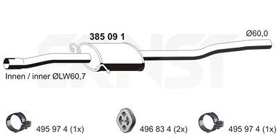 Ernst Mittelschalldämpfer [Hersteller-Nr. 385091] für Mercedes-Benz von ERNST