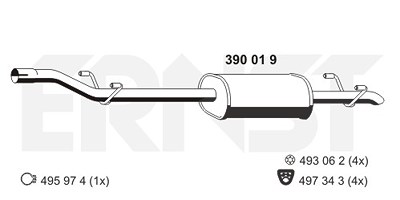 Ernst Mittelschalldämpfer [Hersteller-Nr. 390019] für Mercedes-Benz von ERNST