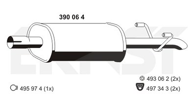 Ernst Mittelschalldämpfer [Hersteller-Nr. 390064] für Mercedes-Benz von ERNST