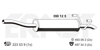 Ernst Mittelschalldämpfer [Hersteller-Nr. 390125] für Mercedes-Benz von ERNST