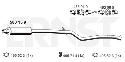Ernst Mittelschalldämpfer [Hersteller-Nr. 500159] für Citroën, Peugeot von ERNST