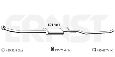 Ernst Mittelschalldämpfer [Hersteller-Nr. 501101] für Citroën, Peugeot von ERNST