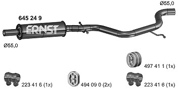 Ernst Mittelschalldämpfer [Hersteller-Nr. 645249] für Skoda, VW von ERNST