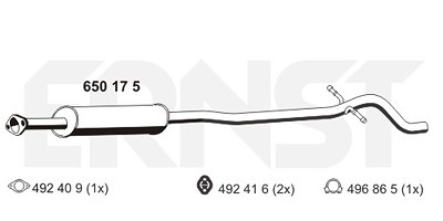 Ernst Mittelschalldämpfer [Hersteller-Nr. 650175] für Volvo von ERNST