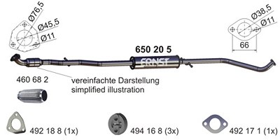 Ernst Mittelschalldämpfer [Hersteller-Nr. 650205] für Chevrolet von ERNST