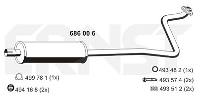 Ernst Mittelschalldämpfer [Hersteller-Nr. 686006] für Toyota von ERNST