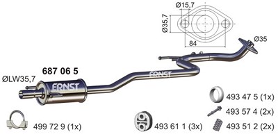 Ernst Mittelschalldämpfer [Hersteller-Nr. 687065] für Toyota von ERNST