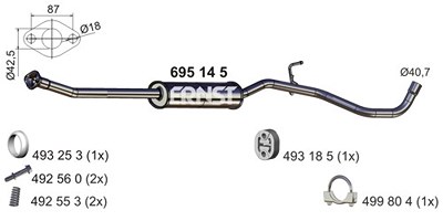 Ernst Mittelschalldämpfer [Hersteller-Nr. 695145] für Nissan von ERNST