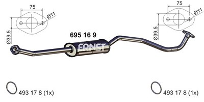 Ernst Mittelschalldämpfer [Hersteller-Nr. 695169] für Nissan von ERNST