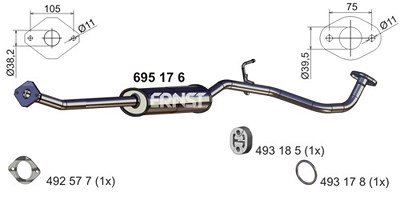 Ernst Mittelschalldämpfer [Hersteller-Nr. 695176] für Nissan von ERNST