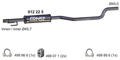 Ernst Mittelschalldämpfer [Hersteller-Nr. 012225] für Opel von ERNST