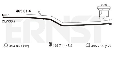 Ernst Reparaturrohr, Katalysator [Hersteller-Nr. 465014] für Peugeot von ERNST