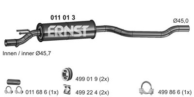 Ernst Vorschalldämpfer [Hersteller-Nr. 011013] für Opel von ERNST