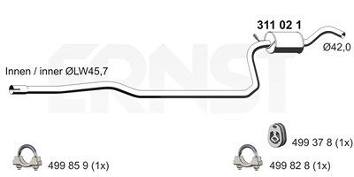 Ernst Vorschalldämpfer [Hersteller-Nr. 311021] für Ford von ERNST