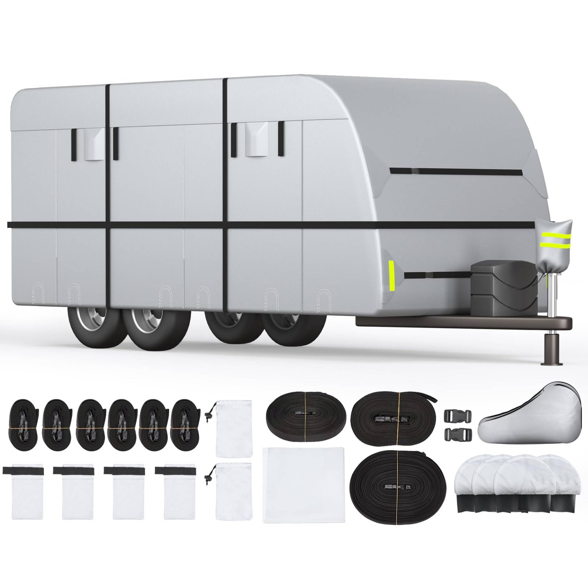 EROMMY Wohnwagen Schutzhülle 300D Wetter - 14-16Ft 480x267x274cm Wohnwagen Abdeckung -und reißfeste wohnmobilabdeckungen wasserdicht mit Abdeckung für Stützrad Und Aufbewahrungstasche Schutzhülle von EROMMY