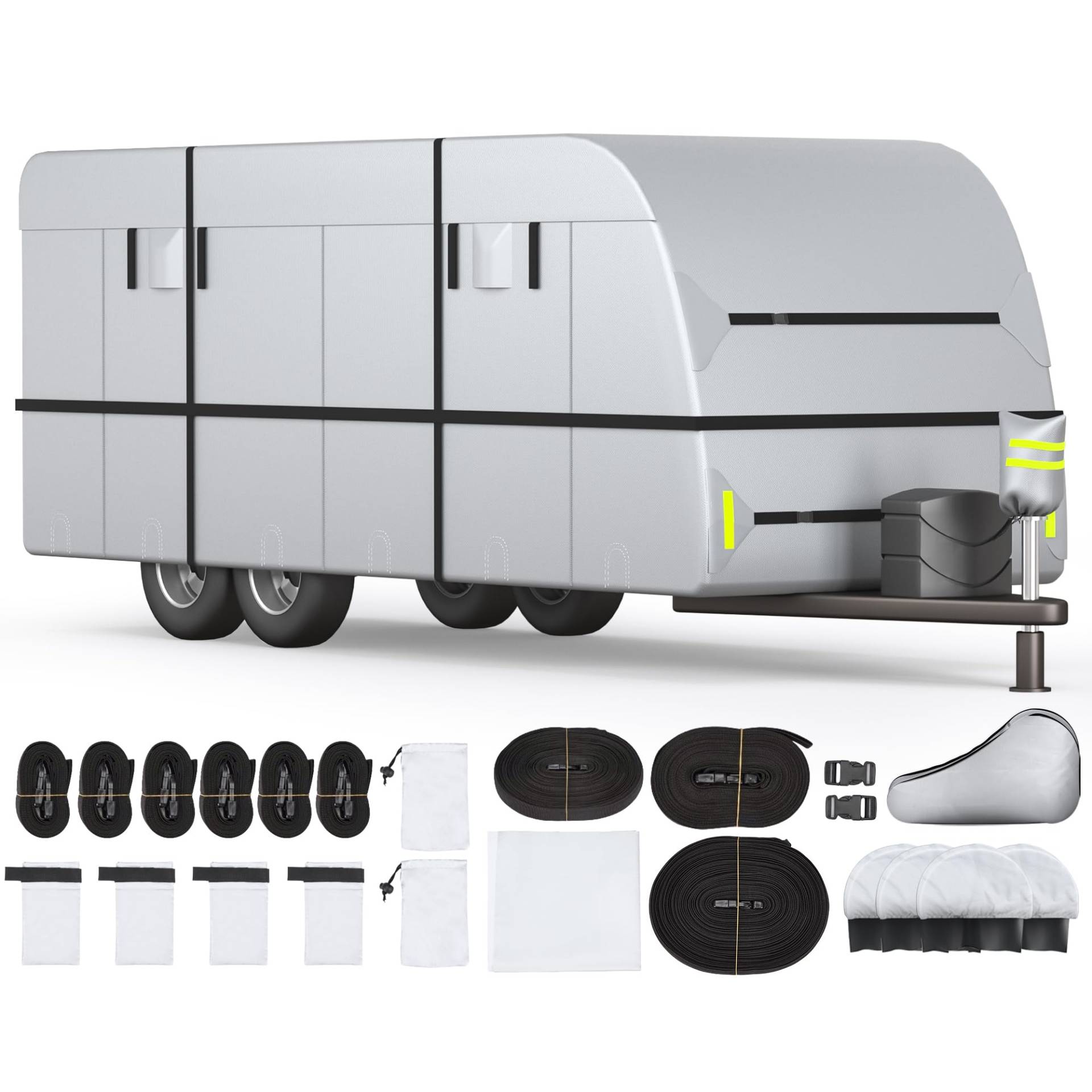 EROMMY Wohnwagen Schutzhülle 300D Wetter - 16-18Ft 550x267x274cm Wohnwagen Abdeckung -und reißfeste wohnmobilabdeckungen wasserdicht mit Abdeckung für Stützrad Und Aufbewahrungstasche Schutzhülle von EROMMY