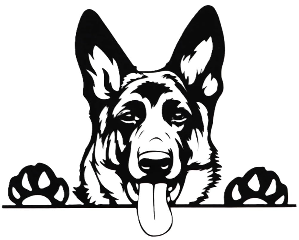 EROSPA® Aufkleber/Sticker KFZ Auto Motorrad - Deutscher Schäferhund Dog - Car-Sticker (Schwarz) von EROSPA