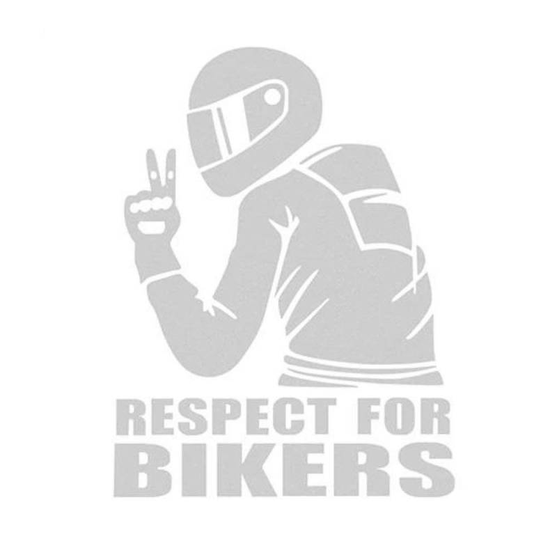 EROSPA® Aufkleber KFZ Auto Motorrad - Respect for Bikers - Car-Sticker (Silber) von EROSPA