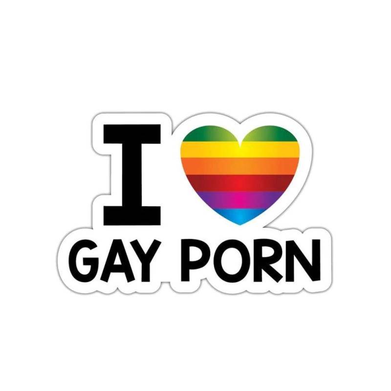 EROSPA® Auto-Aufkleber - I Love Gay Porn - Rainbow Regenbogen - Car-Sticker - Gay Pride LGBT von EROSPA