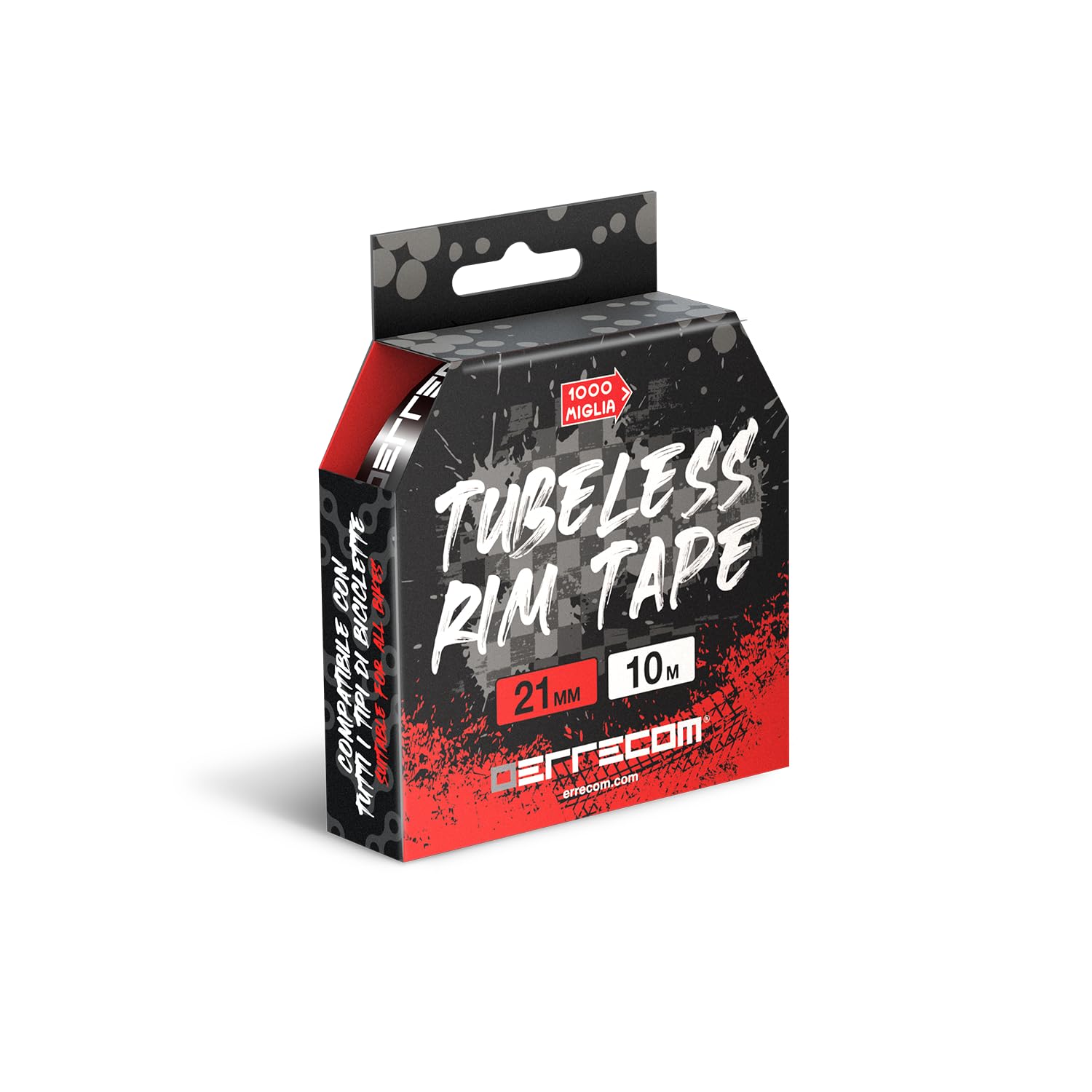 Errecom 1000 Miglia Tubeless Rim Tape 10 Meter x 21 mm, Dichtungsband für die Umwandlung von Fahrradfelgen mit Schlauchreifen in schlauchlose Reifen, extrem stark, enthält 4 Klebesiegel von ERRECOM