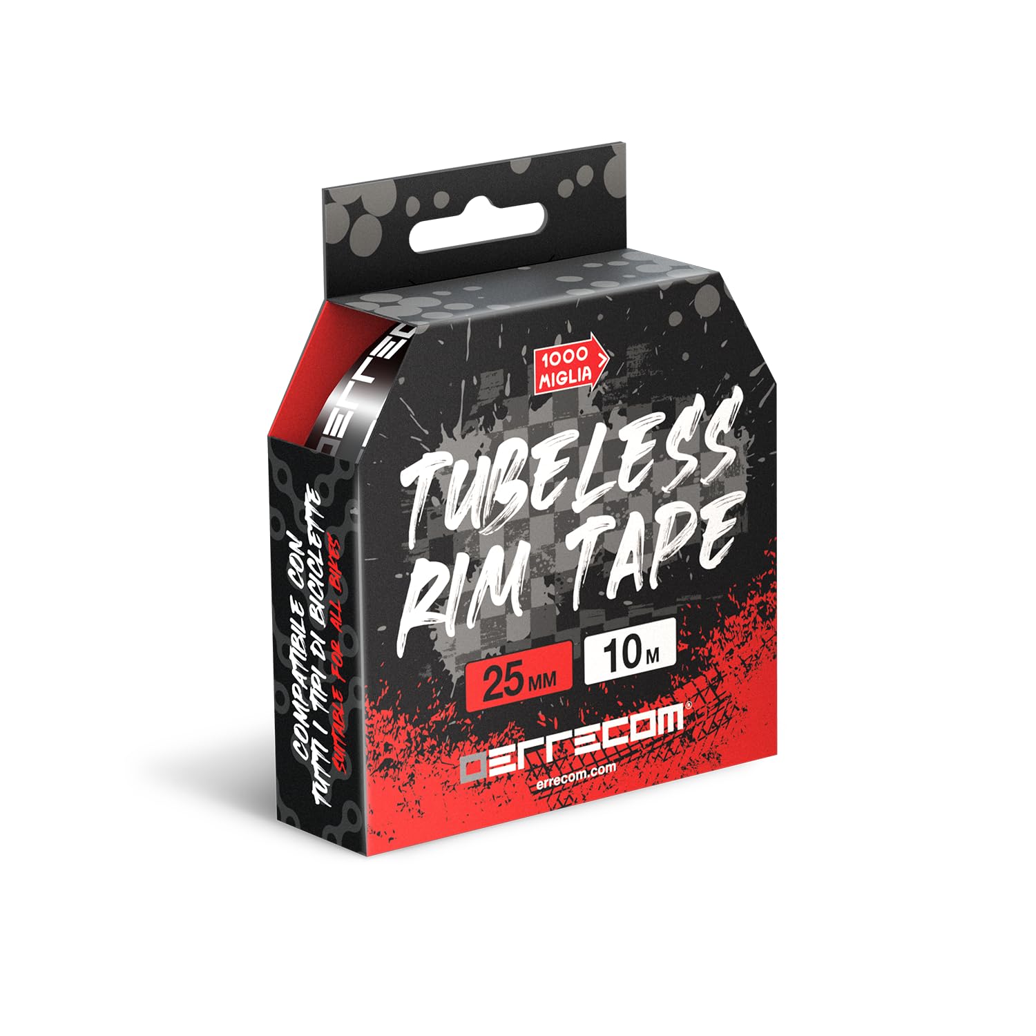 Errecom 1000 Miglia Tubeless Rim Tape 10 Meter x 25 mm, Dichtungsband für die Umwandlung von Fahrradfelgen mit Schlauchreifen in schlauchlose Reifen, extrem stark, enthält 4 Klebesiegel von ERRECOM