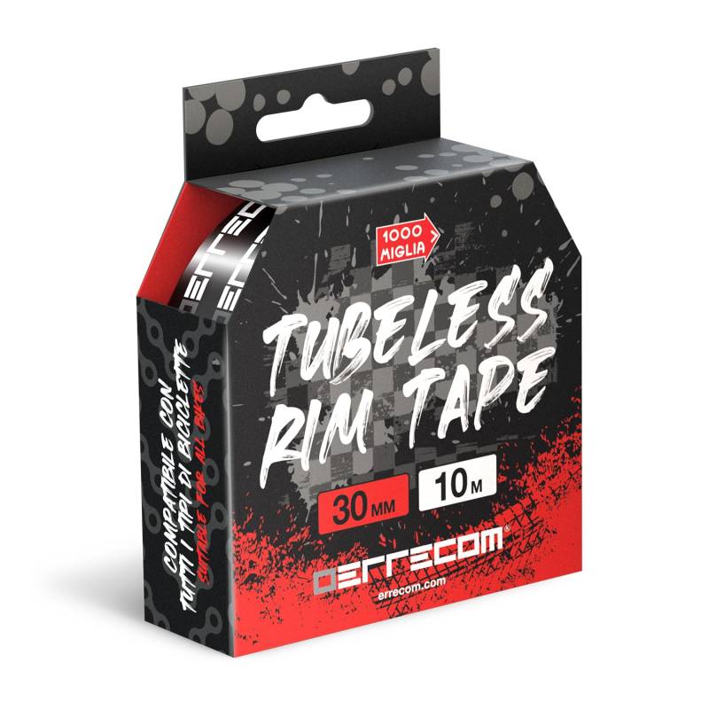 Errecom 1000 Miglia Tubeless Rim Tape 10 Meter x 30 mm, Dichtungsband für die Umwandlung von Fahrradfelgen mit Schlauchreifen in schlauchlose Reifen, extrem stark, enthält 4 Klebesiegel von ERRECOM