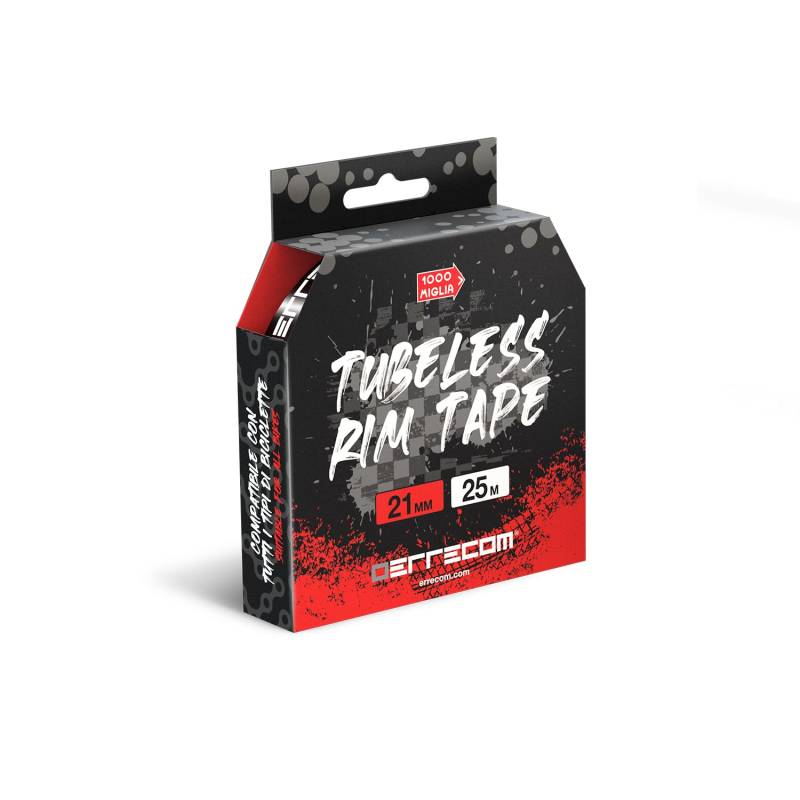 Errecom 1000 Miglia Tubeless Rim Tape 25 Meter x 21 mm, Dichtungsband für die Umwandlung von Fahrradfelgen mit Schlauchreifen in schlauchlose Reifen, extrem stark, enthält 10 Klebesiegel von ERRECOM