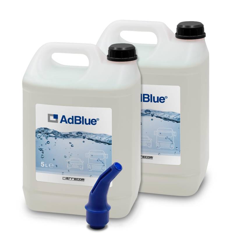 Errecom AdBlue® Harnstoffbasiertes Dieselmotor-Additiv zur Verringerung der NOx-Emissionen, gemäß ISO 22241-1, 10 L (2 x 5 L), inkl. Ausgießer von ERRECOM