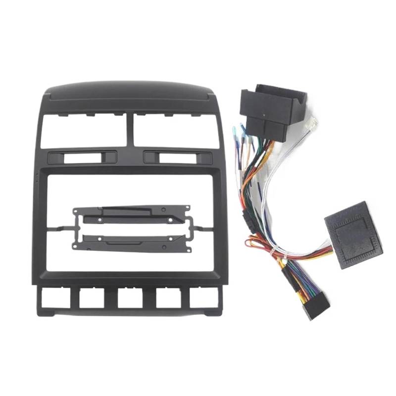 Für VW Für Touareg 2002-2010 Video Panel Player Stereo Armaturenbrett 2 DIN Rahmen Armaturenbrett Kit 9 Zoll Autoblende Radioblende-Rahmen(Faszien-Canbus-Canbus) von ERUEUBGRM