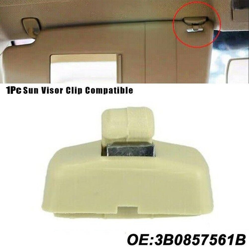 ERYCUN Aufhänger Halterung Clip Sonnenblende Versorgung 1 Stück 3B0857561B Halterung Auto Clip Montage, for Golf, for Passat, Teile Sonnenblenden-Brillenclip(Beige) von ERYCUN