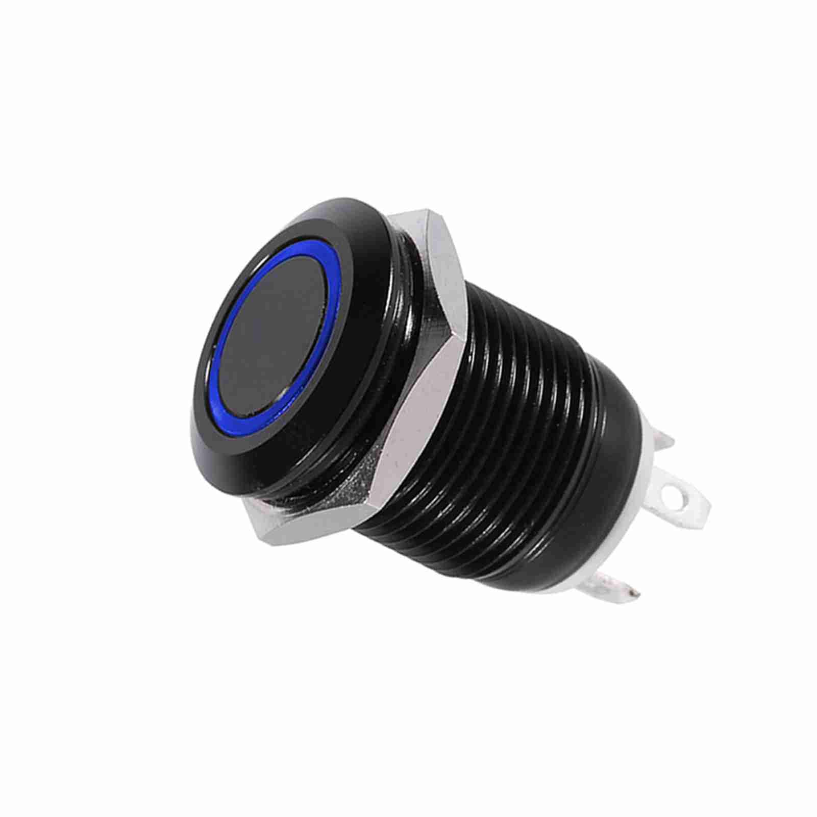 12 -mm -LED -Stromverstärker -Taste -Schalter Messing, Wasserdichtem Moment Button für die Verwendung Im Freien mit LED -Ring für Navigation, Robuste Kupferkomponenten (Blau) von ERYUE