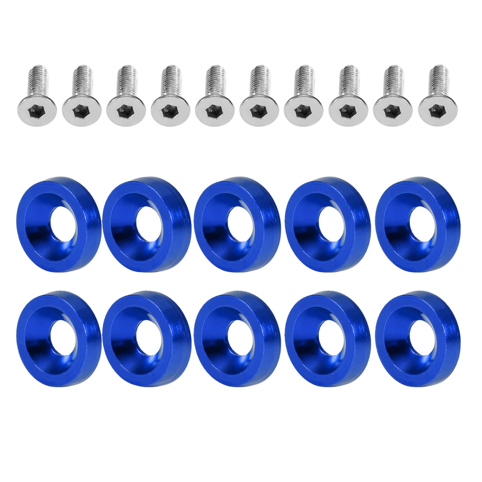 Autodifikationsschrauben, 6 Mm Dichtungsschraube, 8 Farbenfrohe Dekorationsschrauben, 10-Pack-Zubehör für die Vordere und Hintere Stoßfänger, Kennzeichenhalter, (Blau) von ERYUE