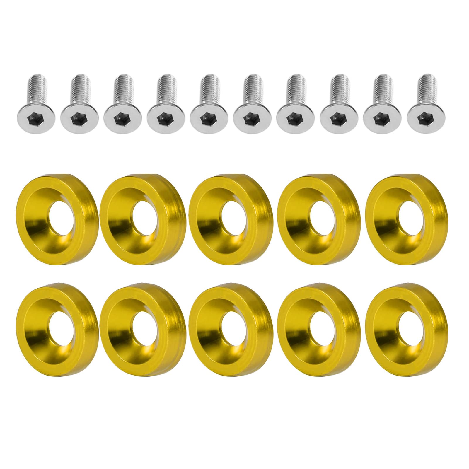 Autodifikationsschrauben, 6 Mm Dichtungsschraube, 8 Farbenfrohe Dekorationsschrauben, 10-Pack-Zubehör für die Vordere und Hintere Stoßfänger, Kennzeichenhalter, (Gold) von ERYUE