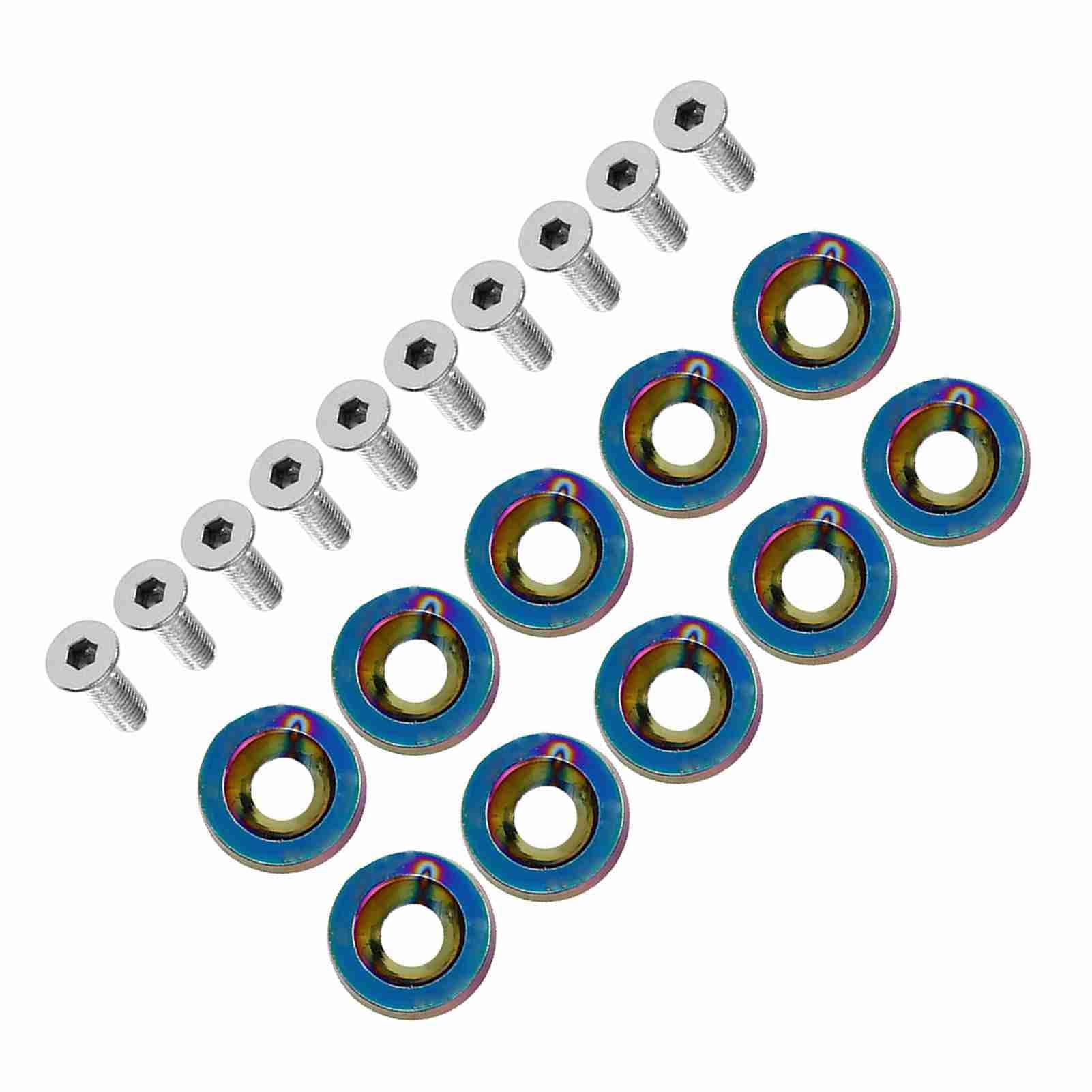 Autodifikationsschrauben, 6 Mm Dichtungsschraube, 8 Farbenfrohe Dekorationsschrauben, 10-Pack-Zubehör für die Vordere und Hintere Stoßfänger, Kennzeichenhalter, (Multi -Farbe) von ERYUE